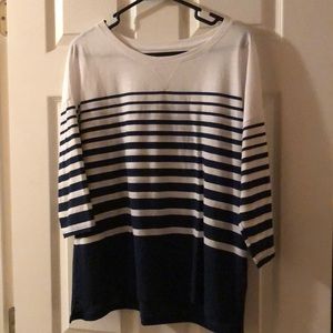 3/4 length sleeved shirt Navy and White